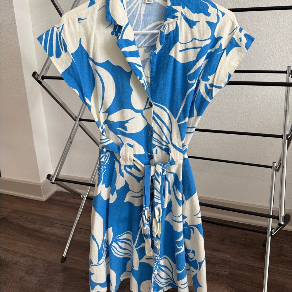 Blue and White Floral Women Dress